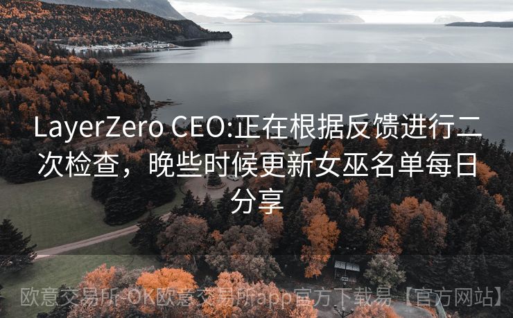 LayerZero CEO:正在根据反馈进行二次检查，晚些时候更新女巫名单每日分享