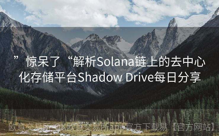 ”惊呆了“解析Solana链上的去中心化存储平台Shadow Drive每日分享