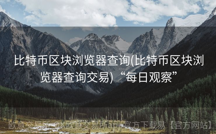 比特币区块浏览器查询(比特币区块浏览器查询交易)“每日观察”