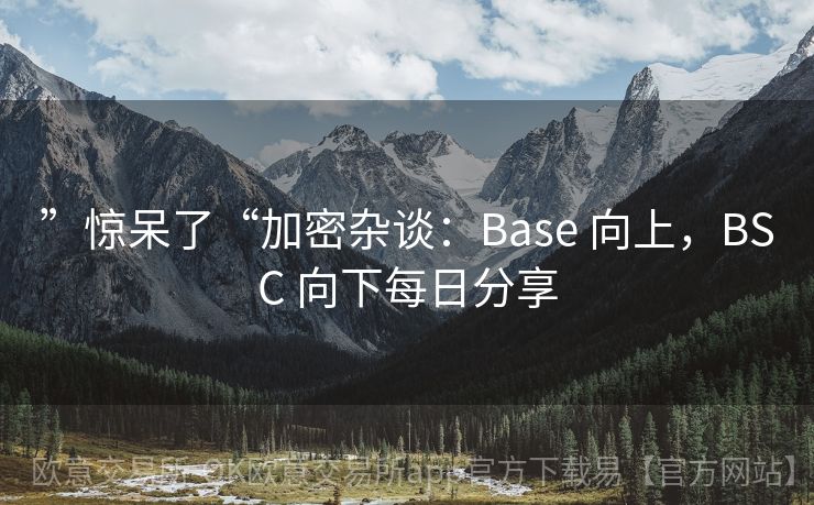 ”惊呆了“加密杂谈：Base 向上，BSC 向下每日分享